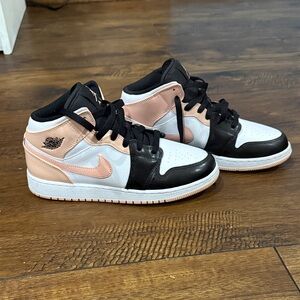Nike Air Jordan Mid Sneakers - Black, White, and Pink